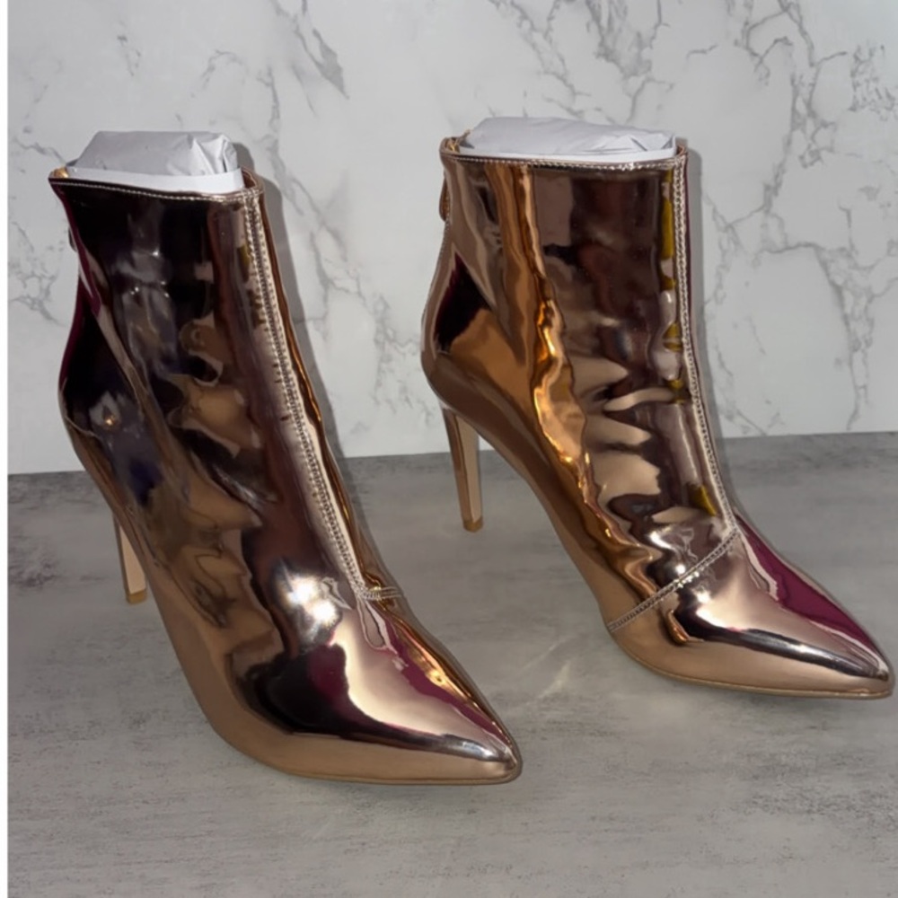 Cape Robbin Metallic Rose Gold Ankle Boots